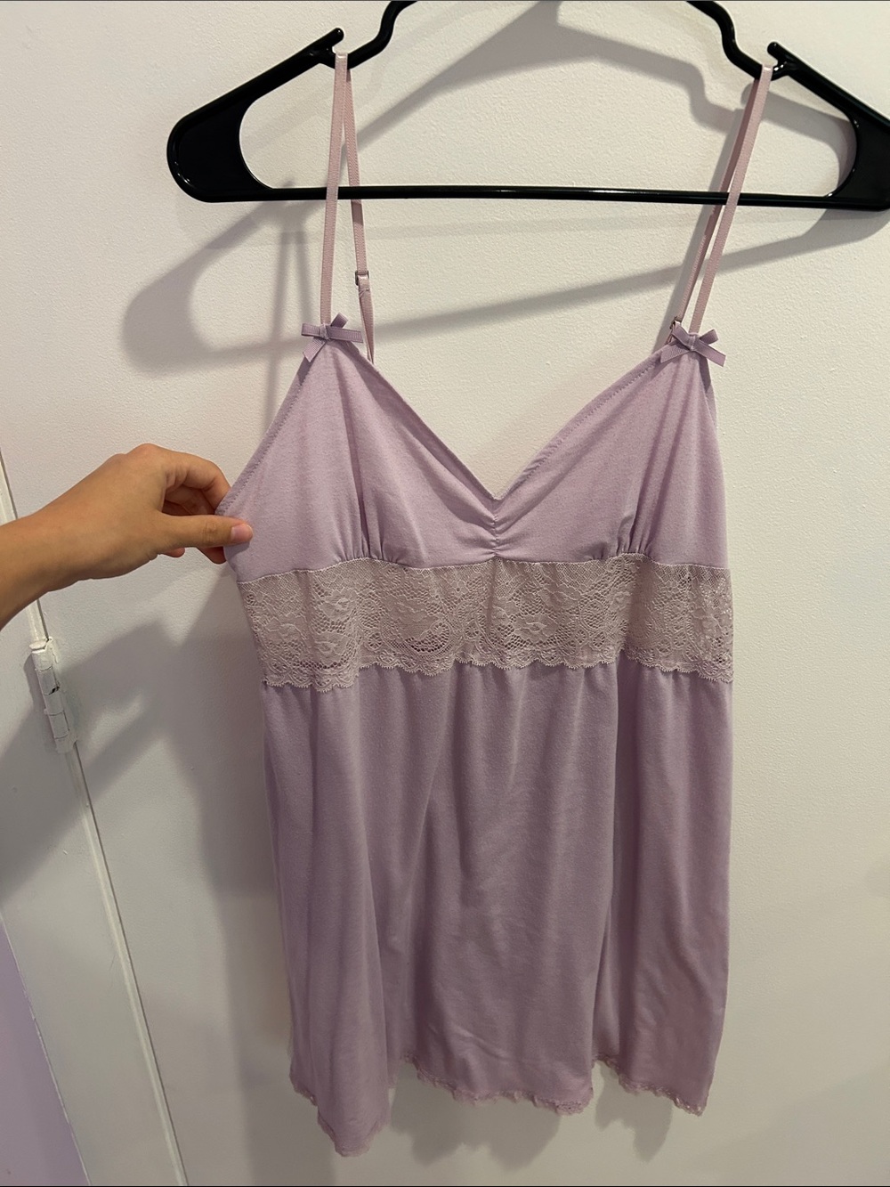 Lace-Trim Chemise Slip in Light Lavender